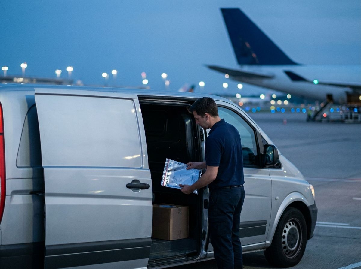 Air freight pallets being loaded for a next-flight-out shipment.